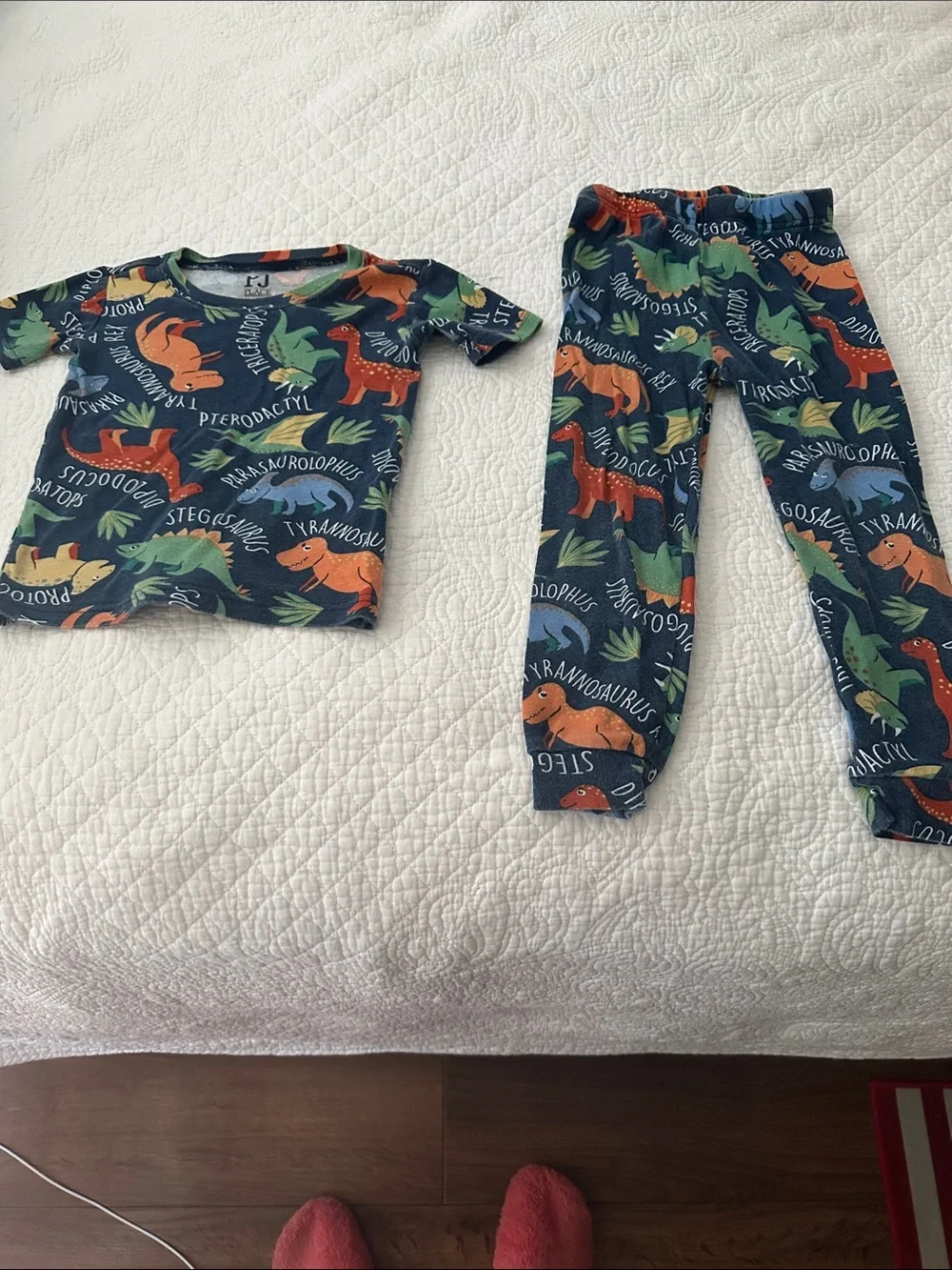 The Children’s Place Boys Dinosaur Print Pajama Set in Navy, Green, Orange